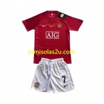 Camisolas de futebol Manchester United Cristiano Ronaldo 7 Champion League 2007 Retro Criança Equipamento Principal Manga Curta